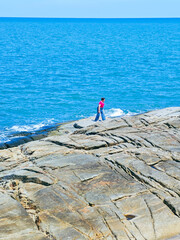 Beautiful beach and rocky scenery at Khao Phlai Dam, Khanom Beach-Southern Sea Islands National Park