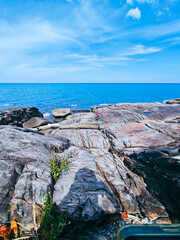 Beautiful beach and rocky scenery at Khao Phlai Dam, Khanom Beach-Southern Sea Islands National Park