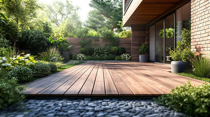 Luxurious House with Wooden Terrace and Garden Area