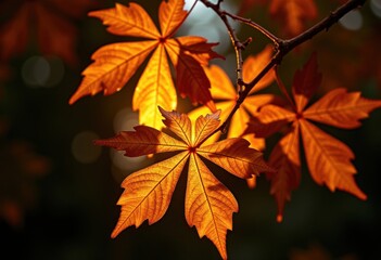 Obraz premium Illuminated Leaf Patterns Against Swaying Shadows in Bold Chiaroscuro Aerial Composition