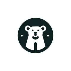Minimalist Bear Emblem in Circle Cartoon Design