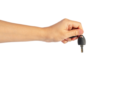 Black locker key in hand on transparent background - Powered by Adobe