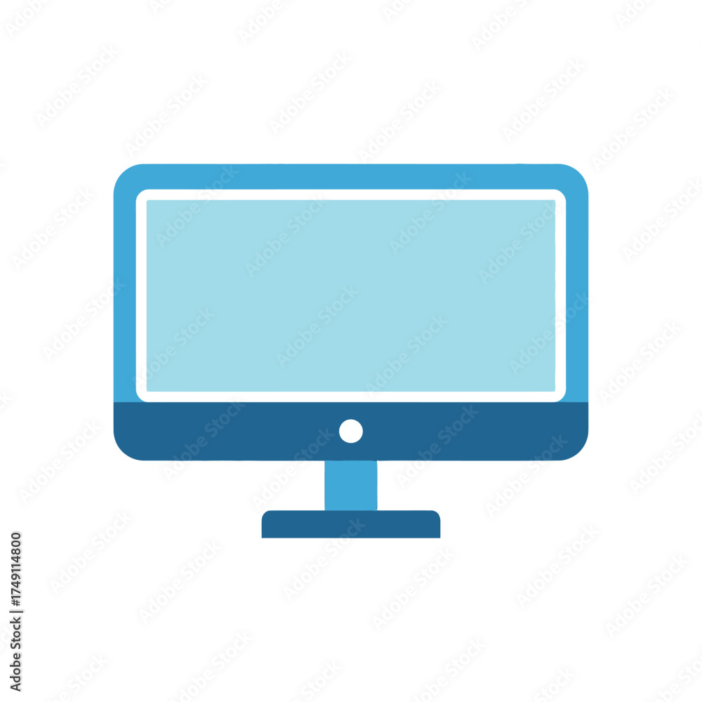 Wall mural minimalist computer monitor icon representing digital display technology, a flat graphic design elem