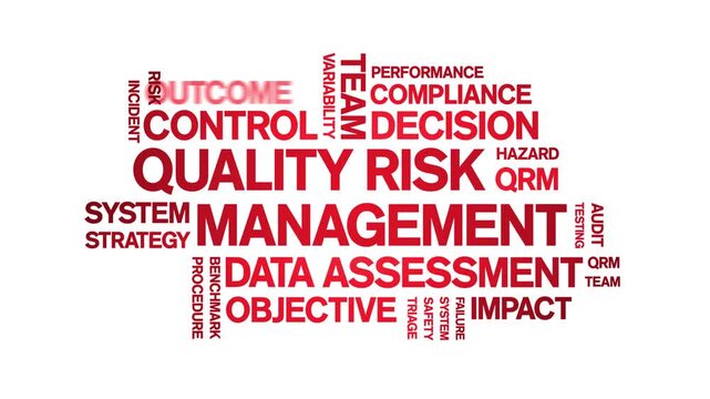 Quality Risk Management animated word cloud-text design animation tag kinetic typography seamless loop.