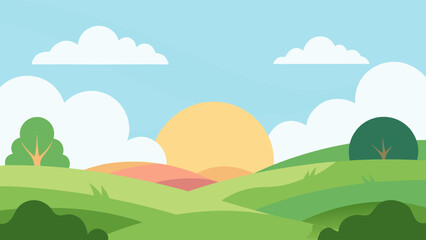 Fototapeta premium morning view of countryside with fresh light and nature