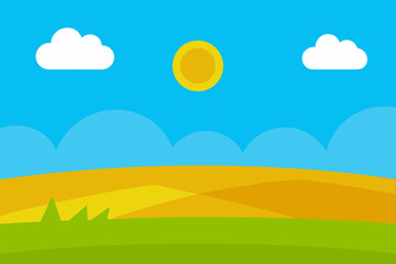 Obraz premium Countryside Field Under Blue Sky