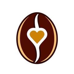 Romantic Espresso Coffee Bean Heart Split Icon Vector