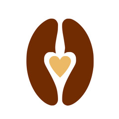 Open Heart Espresso Coffee Bean Embrace Vector Icon