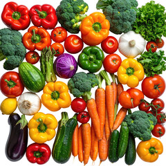 Abundant collection of colorful fresh vegetables and fruits