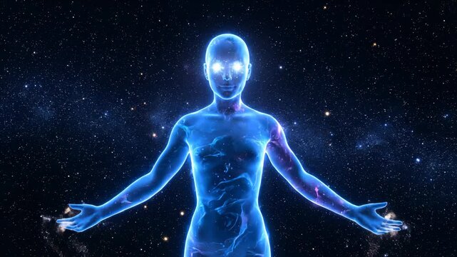 Abstract Energy Figure Reaching Out in Outer Space