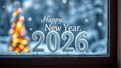 White Number 2026 on Snow Happy New Year Christmas Postcard