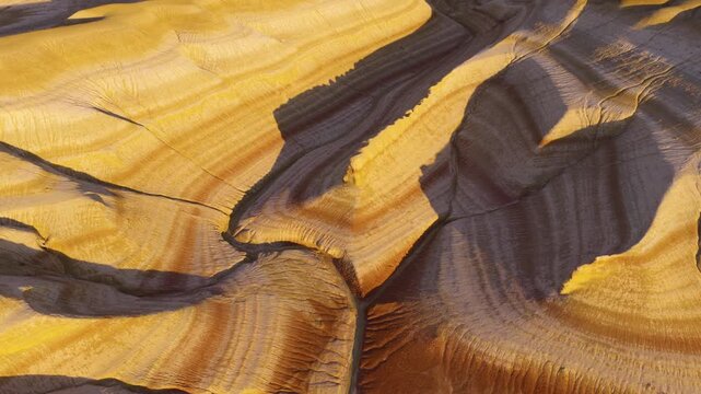 Colorful Layered Hills Of Kyzylkup Tract (Tiramisu Hills) In Kazakhstan's Mangystau Region At Sunrise. Aerial Shot