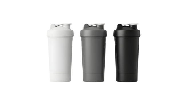 Protein Shaker Bottle Mockup Set Fitness Gym Nutrition Supplement Container