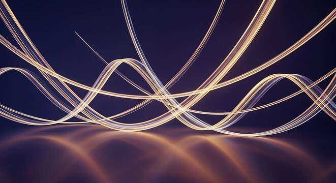 Captivating light trails on reflective surface against a dark background creating abstract dynamic visual appeal