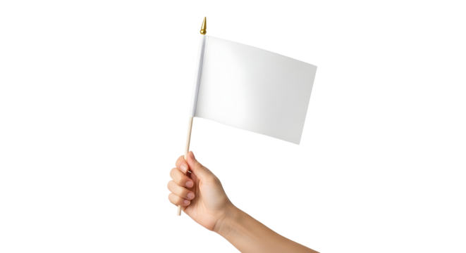 Blank White Flag Hand Waving Mockup Empty Sign Template Manifestation Symbol