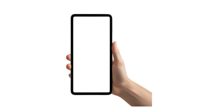 Smartphone Mockup in Hand Blank Screen Mobile Device App Interface Template