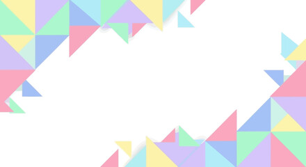 Pastel triangles frame vector illustration for presentations or social media posts, white background