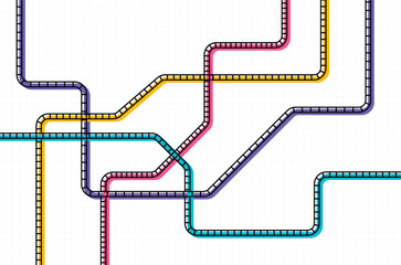 Abstract colorful metro style lines without stations, symbol of journey, navigation, and planning in creative modern design.