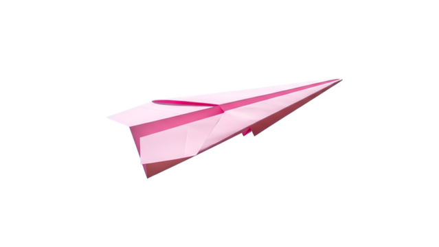 Pink Paper Airplane on Transparent Background - Playful, Simple Design