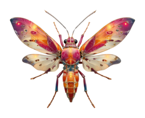 Colorful insect display nature digital view isolated on transparent background