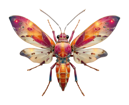 Colorful insect display nature digital view isolated on transparent background