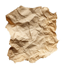 Crumpled paper texture top-down view design isolated on transparent background