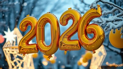 White Number 2026 on Snow Happy New Year Christmas Postcard