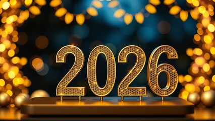 White Number 2026 on Snow Happy New Year Christmas Postcard