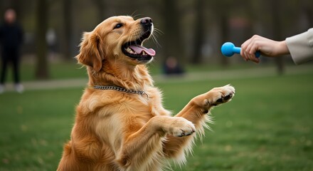 Leap of Joy  A Golden Retriever&rsquo;s Moment of Pure Playfulness