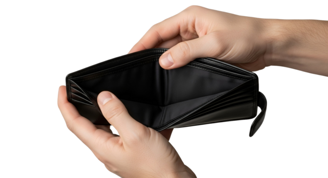 Empty Wallet Man's Hands Financial Hardship Poverty Concept Transparent PNG
