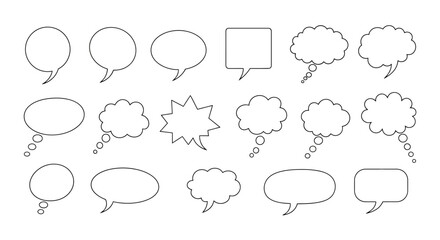 Obraz premium A set of various speech bubble vector illustrations in a simple, minimalist style, white background