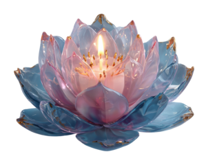 Tranquil candlelit lotus flower serene home peaceful ambiance isolated on transparent background