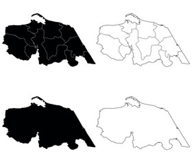 Pattani map is a province of Thailand, Graphic vector