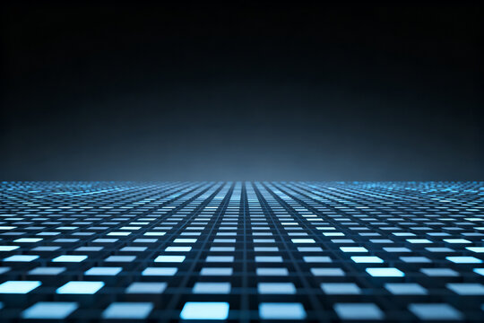 Abstract pattern of glowing blue squares