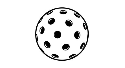 Floorball ball vector illustration, simple black and white design, white background