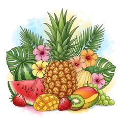 Tropical Fruit Medley - A Vibrant and Colorful Still Life.