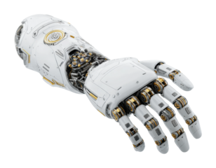 Innovative robotic hand technology tech lab digital isolated on transparent background