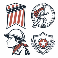 Retro patriotic emblem and character design
