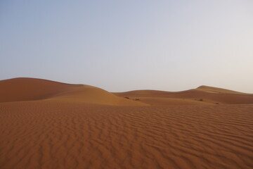 Orange sand dunes in Sahara desert