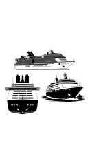 Cruise Ship Silhouettes - A Trio of Ocean Liner Views.