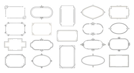 Obraz premium Set of simple and flat decorative frame vector illustrations for text, quotes, and titles, white background