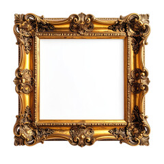 Ornate, golden picture frame with blank white space, ready for a print