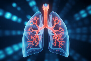 Human Lung Anatomy Digital Diagnostic Illustration Medical Transparency