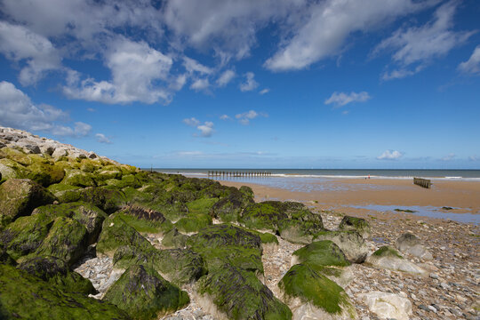 Sunny day on the Endless Beaches in Rhyl, Wales