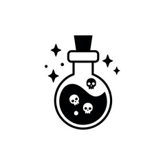 Potion Bottle Halloween Icon - Magical Poison and Witchcraft Symbol
