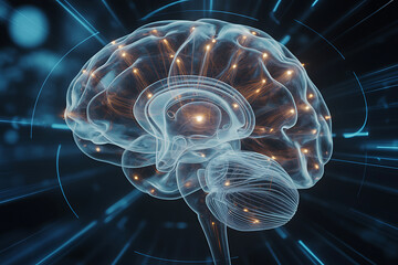 AI Brain Power Neural Network Intelligence Concept Futuristic Technology View