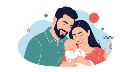 Obraz premium A loving family portrait captures a heartwarming moment with a newborn baby.