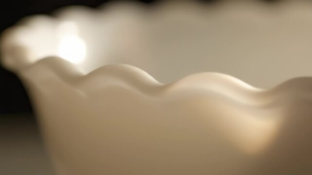 Close Up White Bowl With Ruffled Edge, Abstract