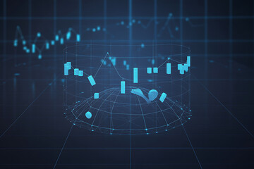 Obraz premium Holographic Digital Data Graph Geometric Analysis Dark Background
