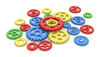 Colorful Gears Interlocking for Innovation and Progress.
